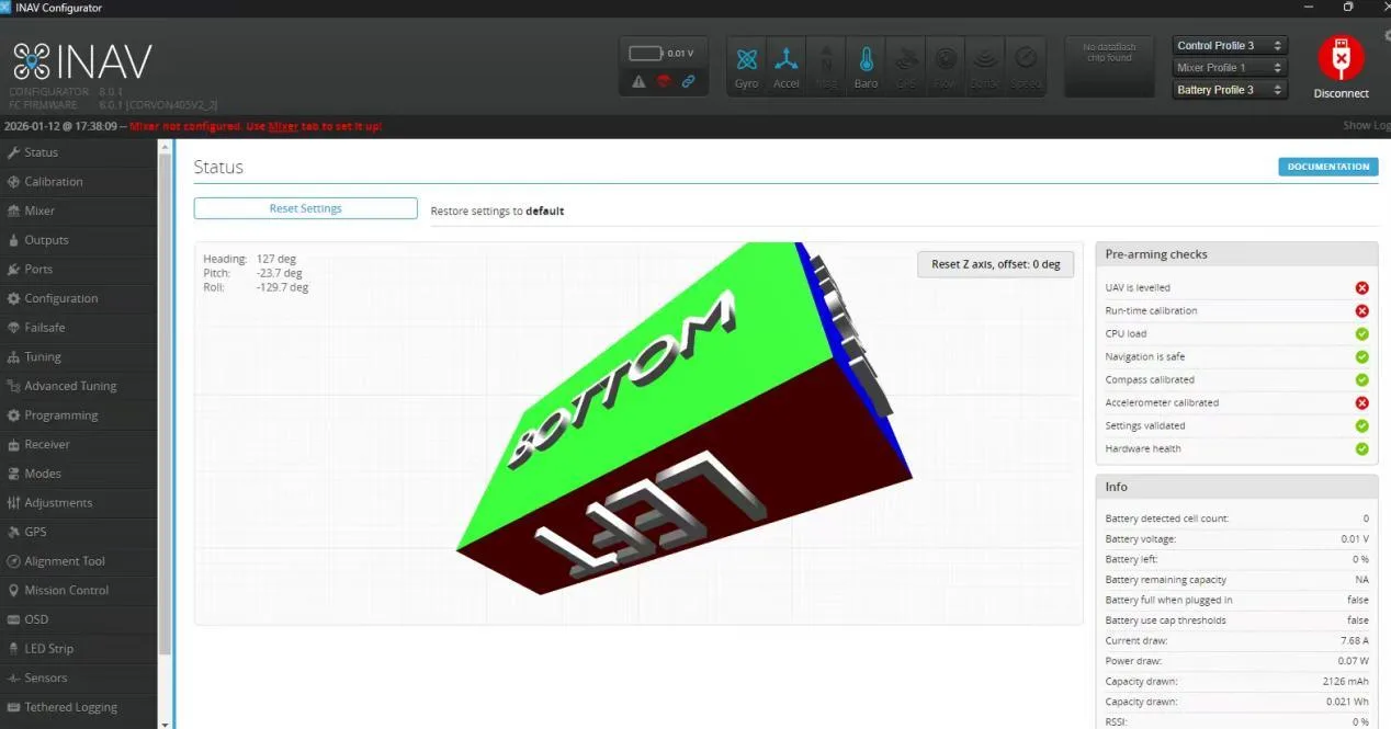 INAV Configurator 已连接