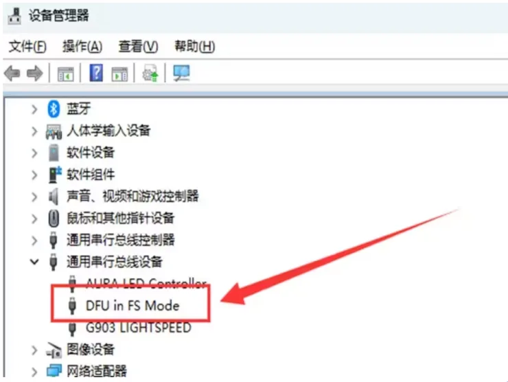 设备管理器识别 DFU 模式