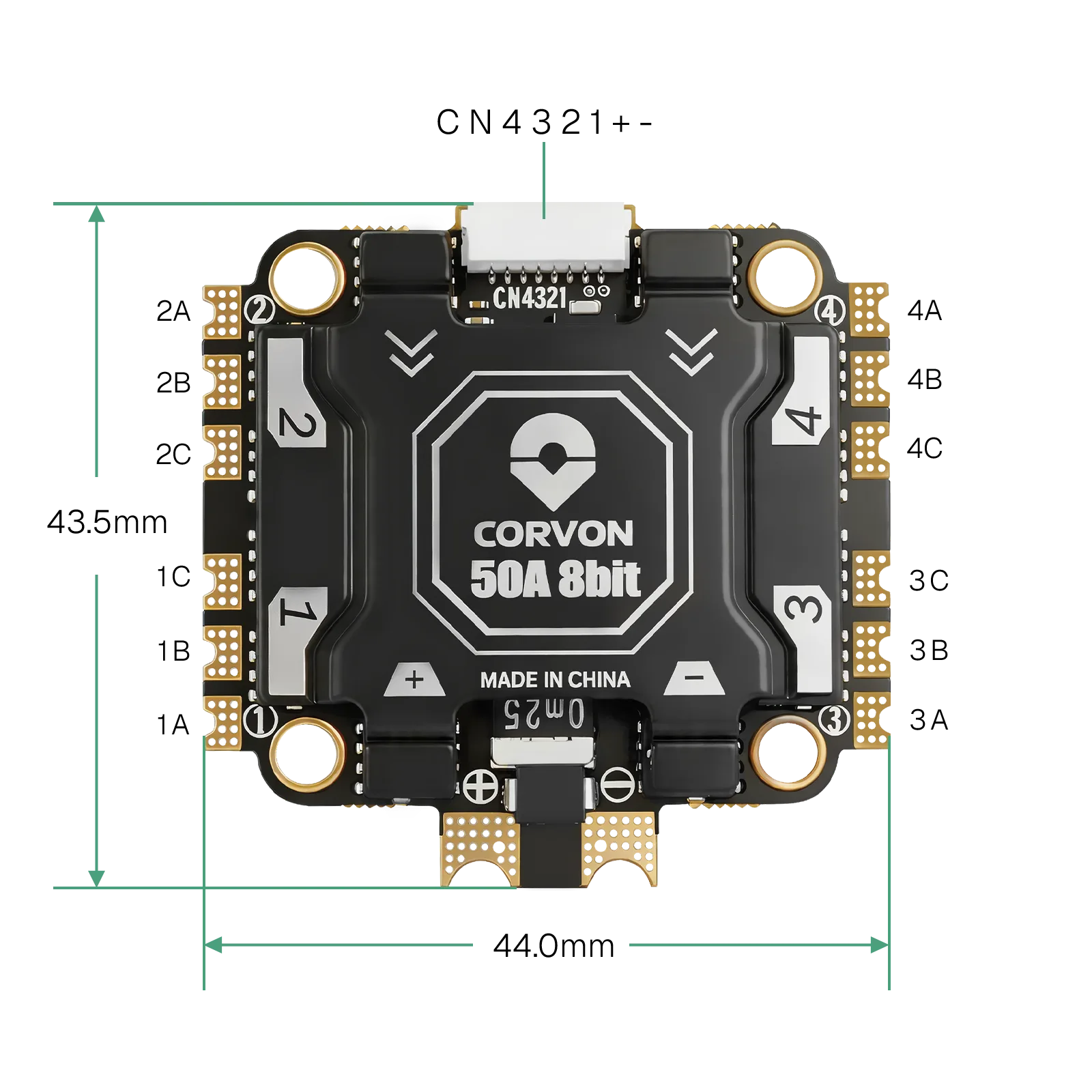 CORVON 50A 四合一电调机械尺寸图