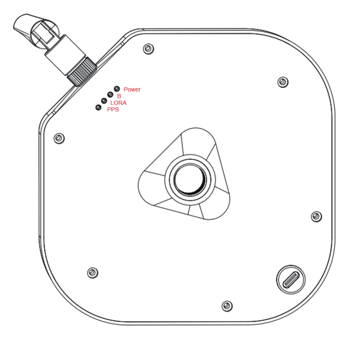 CORVON RTK-12-B 基站 — LED 与 USB Type-C 布局
